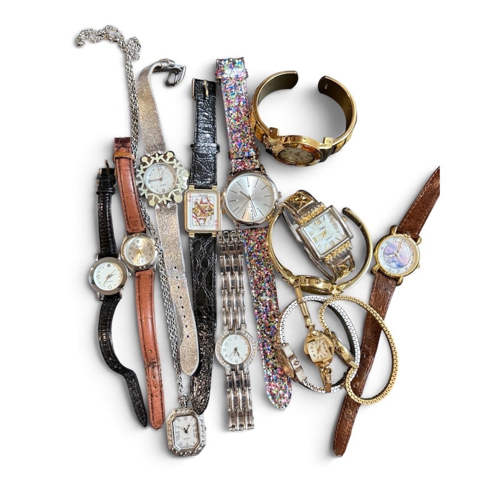 Vintage Womens Watch Lot Timex Vivani Gruen Repair Parts Craft Jewelry 14pc